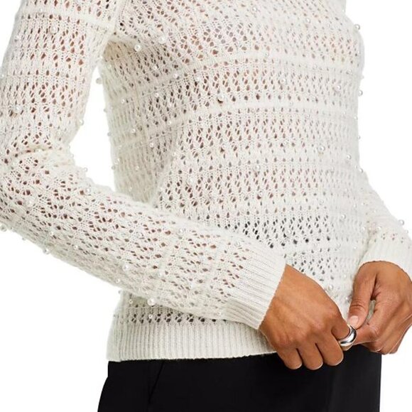 Aqua Cashmere Bead Embellished Crewneck Sweater Ivory Size XXL NWT - Picture 4 of 6